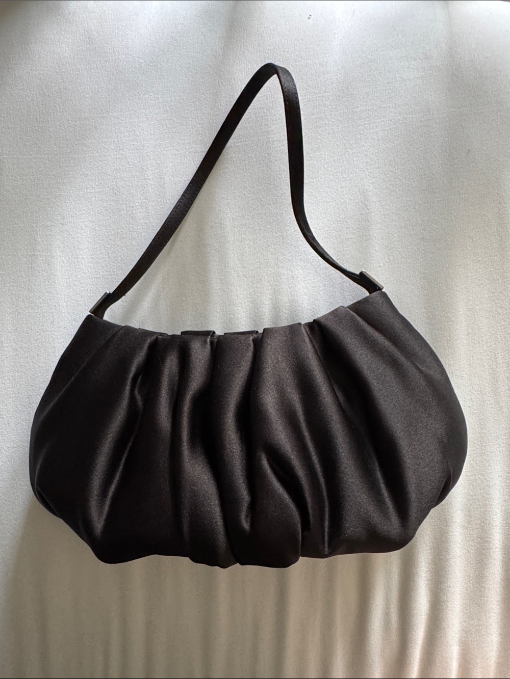 La Regale Black Satin Gathered Handbag